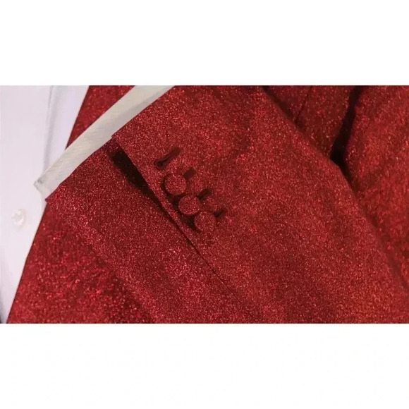 Edward Sexton Bespoke Custom Made for Adam Lambert Red Glitter 3-Piece Suit 42L - Picture 8 of 13